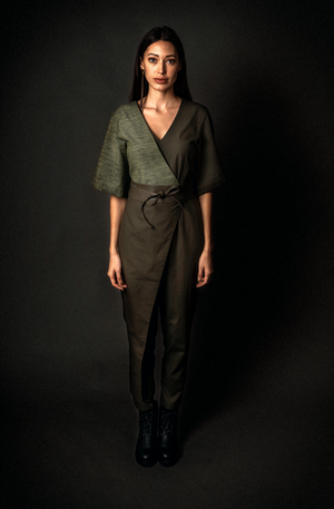 Overlap Jumpsuit - Olive