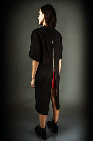 Midi Pockets Dress - Red and Black