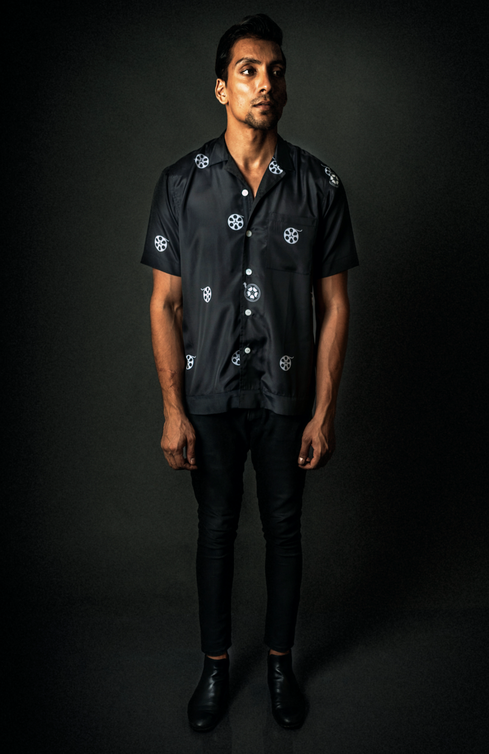 Cinema Reel Print Hawaiian Shirt - Black