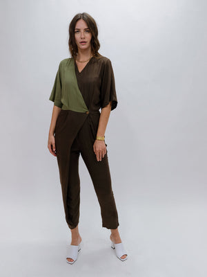 Overlap Jumpsuit - Olive