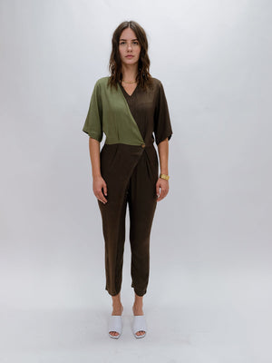 Overlap Jumpsuit - Olive